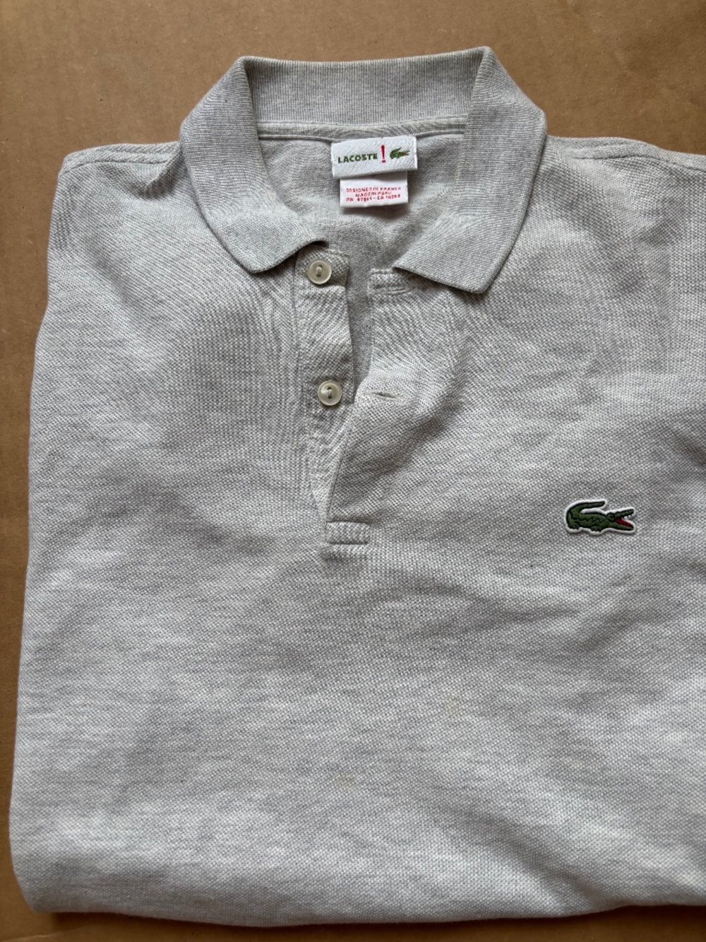 Lacoste Women's Grey Piqué Polo Shirt - Size 3 (Fits Small/Medium) - Classic Cro